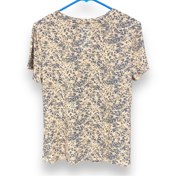 New Nine West Soft Spun Cheetah Print Tan Short Sleeve T-shirt Medium - Picture 3 of 5